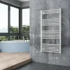 Bernstein Radiateur sèche-serviettes 120x60cm design salle de bain en laiton, Blanc, R18W, Avec Porte-serviette droit, Sans kit de connexion