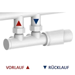 Bernstein Radiateur sèche-serviettes 120x50cm design salle de bain en laiton, Blanc, R18W, Avec porte-serviette droit, + kit connexion blanc