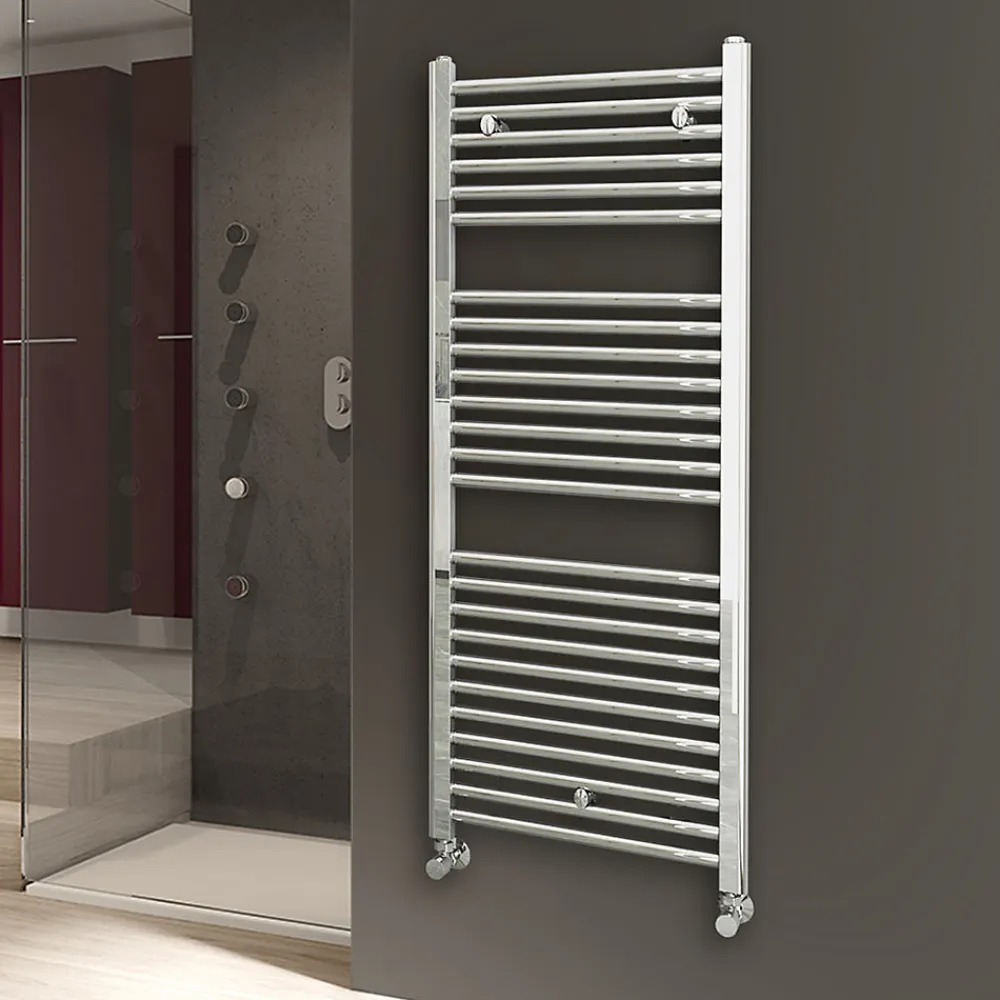 Kibath Radiateur sèche-serviettes circuit de chauffage 120 cm x 50 cm finition chrome poli en acier