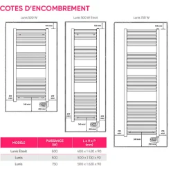 Atlantic Radiateur sèche-serviettes digital détection Lunis 500W blanc - - 850576
