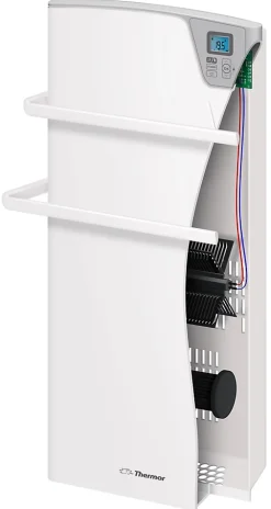 Thermor Radiateur sèche-serviettes compact MAJORQUE - Puissance avec la soufflerie : 600W + 800W - couleur blanc - Dimensions : 340 x 70