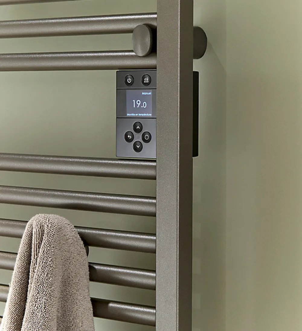 Atlantic Radiateur sèche-serviettes connecté Doris avec soufflerie étroit 1500W Anthracite - - 851288