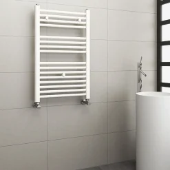Kibath Radiateur sèche-serviettes circuit de chauffage 80 cm x 50 cm finition BLANC brillant en acier