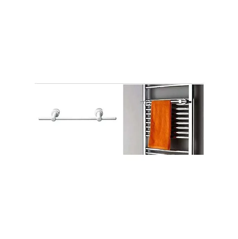 Bernstein Radiateur sèche-serviettes 180x60cm design salle de bain en laiton, Blanc, R18W, Avec porte-serviette droit, Sans kit de connexion