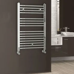 Sèche-Serviettes Eau Chaude|Kibath Radiateur sèche-serviettes circuit de chauffage 80 cm x 50 cm finition chrome poli en acier
