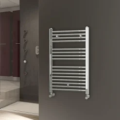 Sèche-Serviettes Eau Chaude|Kibath Radiateur sèche-serviettes circuit de chauffage 80 cm x 50 cm finition chrome poli en acier