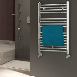 Sèche-Serviettes Eau Chaude|Kibath Radiateur sèche-serviettes circuit de chauffage 80 cm x 50 cm finition chrome poli en acier