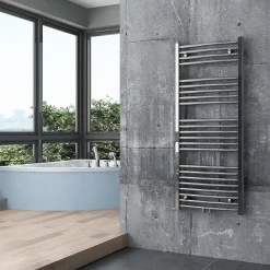 Bernstein Radiateur sèche-serviettes design 118x50cm acier inox - Chrome - R20C - Avec porte-serviette, Sans kit connexion