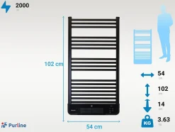 Sèche-Serviettes Soufflant|Purline Radiateur sèche-serviettes avec chauffage intégré et contrôle WiFi