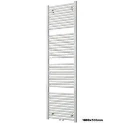 Bernstein Radiateur sèche-serviettes 180x50cm design salle de bain en laiton, Blanc, R18W, Avec porte-serviette droit, Sans kit de connexion