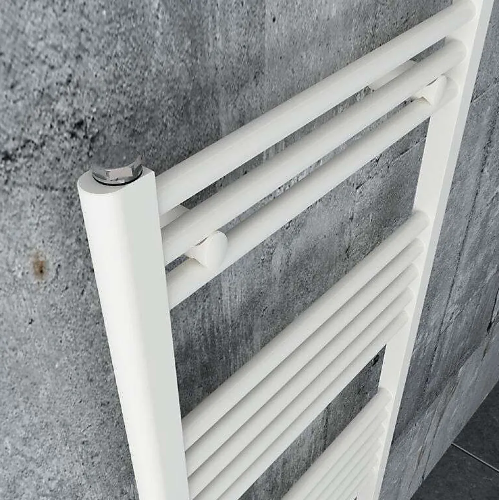 Bernstein Radiateur sèche-serviettes 180x50cm design salle de bain en laiton, Blanc, R18W, Avec porte-serviette droit, Sans kit de connexion