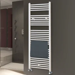 Kibath Radiateur sèche-serviettes circuit de chauffage 150 cm x 50 cm finition BLANC brillant en acier