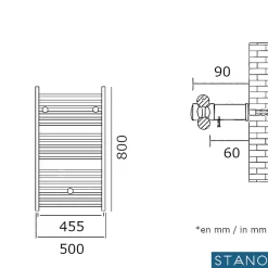 Stano Radiateur sèche-serviettes eau chaude CODA 80 x 50 cm beige mat