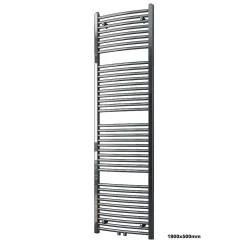 Bernstein Radiateur sèche-serviettes design 180x50cm acier inox - Chrome - R20C - Sans porte-serviette, Avec kit connexion chromé