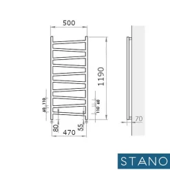Sèche-Serviettes Eau Chaude|Stano Radiateur sèche-serviettes eau chaude design CYRKA 119 x 50 cm noir mat