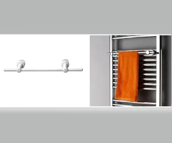 Bernstein Radiateur sèche-serviettes 150x60cm design salle de bain en laiton, Blanc, R18W, Avec porte-serviette droit + kit connexion blanc