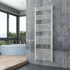 Bernstein Radiateur sèche-serviettes 170x60cm design salle de bain en laiton, Blanc, R18W, Avex Porte-serviette droit, Sans kit de connexion