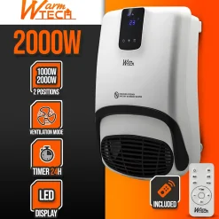 Warm Tech Radiateur soufflant mural sèche serviettes 2000W