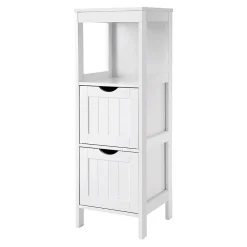 Calicosy Rangement de Salle de Bain 2 Tiroirs L89 cm - Blanc