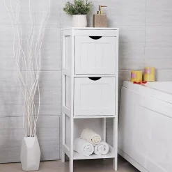 Calicosy Rangement de Salle de Bain 2 Tiroirs L89 cm - Blanc
