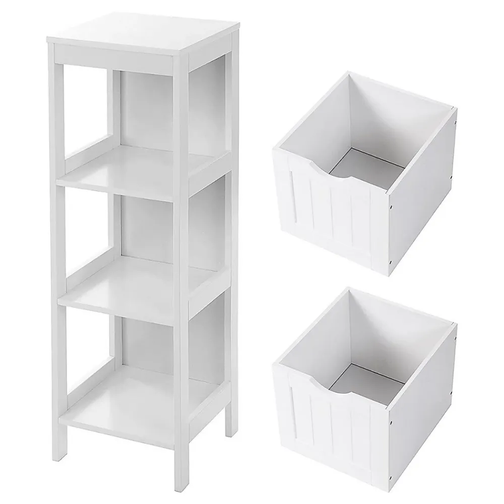 Calicosy Rangement de Salle de Bain 2 Tiroirs L89 cm - Blanc