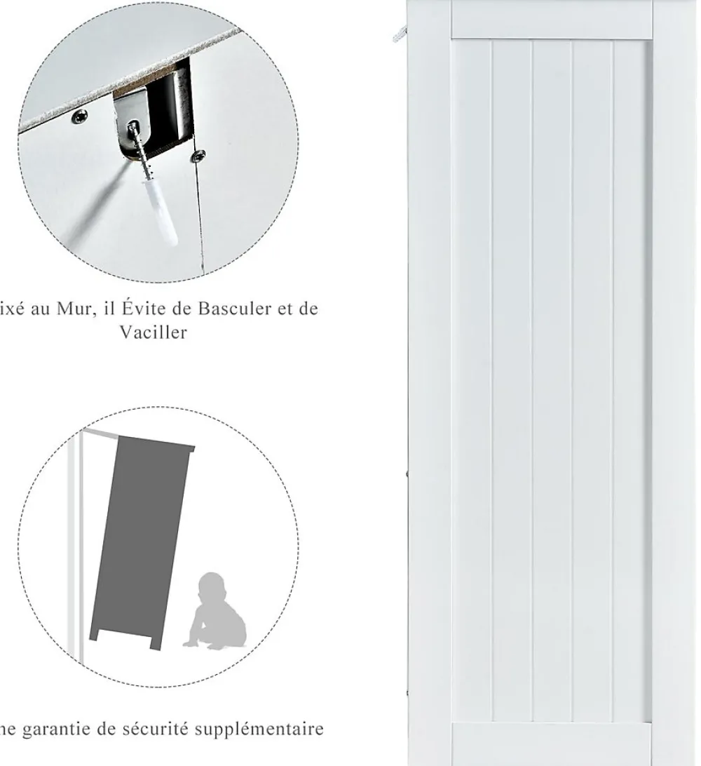 Giantex Rangement Salle de Bain 3 Tiroirs 1 Armoire Placard Porte Magnétique Anti Basculement étagère Réglable