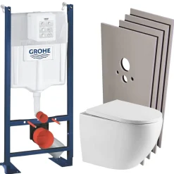 Wc Suspendu|Grohe RAPID SL Pack Bâti-support + WC suspendu + Plaque chrome + Set de montage (PROJECTFUSIONTQ-1-SABO)