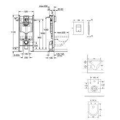 Wc Suspendu|Grohe RAPID SL Pack Bâti-support + WC suspendu + Plaque chrome + Set de montage (PROJECTFUSIONTQ-1-SABO)