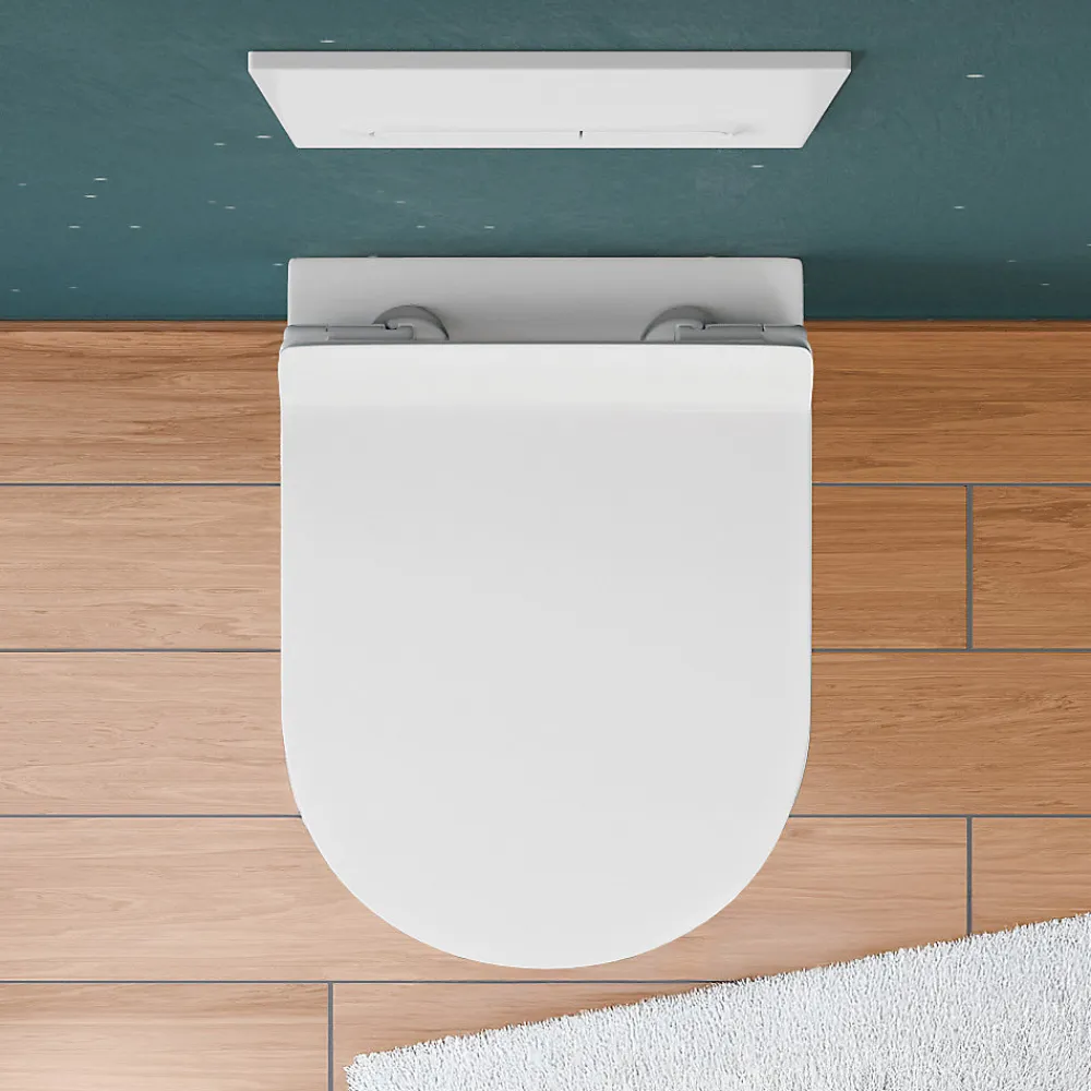 Grohe Rapid SL Pack WC bâti autoportant + WC suspendu sans bride Ceramia avec abattant SoftClose + plaque noir mat (GRRCEPXWR11-FR)