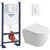 Grohe Rapid SL Pack WC bâti autoportant + WC suspendu sans bride Ceramia avec abattant SoftClose + plaque blanche (GRRCEPXWR03-FR)