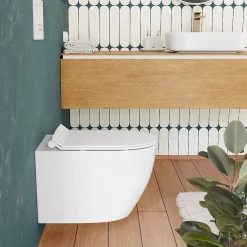 Wc Suspendu|Grohe Rapid SL Pack WC bâti autoportant + WC suspendu sans bride Ceramia avec abattant SoftClose + plaque blanche (GRRCEPXWR12-FR)