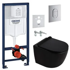 Grohe Rapid SL pack WC bâti-support + WC suspendu sans bride Ceramia PixL avec abattant SoftClose + plaque (GRRCEPXBMT02-FR)
