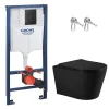 Wc Suspendu|Grohe Rapid SL pack WC bâti-support + WC sans bride Ceramia avec abattant SoftClose + plaque noir mat (GRRCE14BMT01-FR)