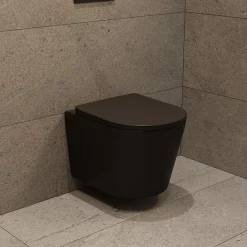Wc Suspendu|Grohe Rapid SL pack WC bâti-support + WC sans bride Ceramia avec abattant SoftClose + plaque noir mat (GRRCE14BMT01-FR)