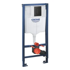Wc Suspendu|Grohe Rapid SL pack WC bâti-support + WC sans bride Ceramia avec abattant SoftClose + plaque noir mat (GRRCE14BMT01-FR)