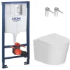Wc Suspendu|Grohe Rapid SL Pack WC bâti-support + WC suspendu sans bride avec abattant SoftClose Ceramia + plaque (GRRCE14WT01-FR)