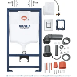 Wc Suspendu|Grohe Rapid SL Pack WC bâti-support + WC suspendu sans bride avec abattant SoftClose Ceramia + plaque (GRRCE14WT01-FR)