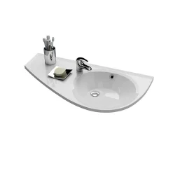 Vasque À Encastrer|Ravak Avocado Comfort Lavabo 85x45cm, style asymétrique gain de place orientation gauche avec perçage et trop plein (XJ1L1100000)