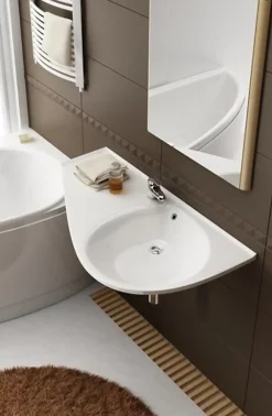 Vasque À Encastrer|Ravak Avocado Comfort Lavabo 85x45cm, style asymétrique gain de place orientation gauche avec perçage et trop plein (XJ1L1100000)