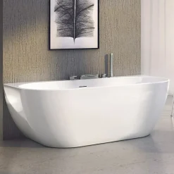 Ravak Freedom W 166 x 80 cm Baignoire semi-îlot en acrylique, sans pieds, blanc (XC00100024)