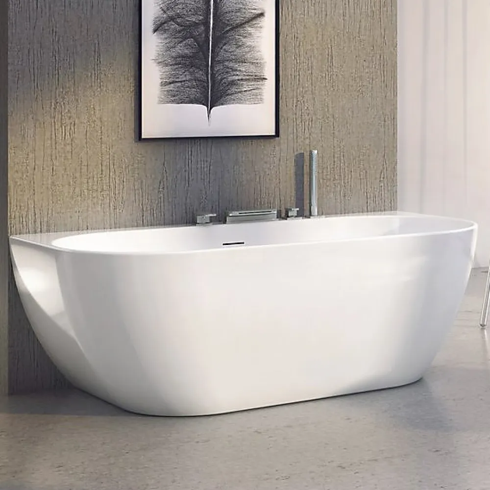 Ravak Freedom W 166 x 80 cm Baignoire semi-îlot en acrylique, sans pieds, blanc (XC00100024)