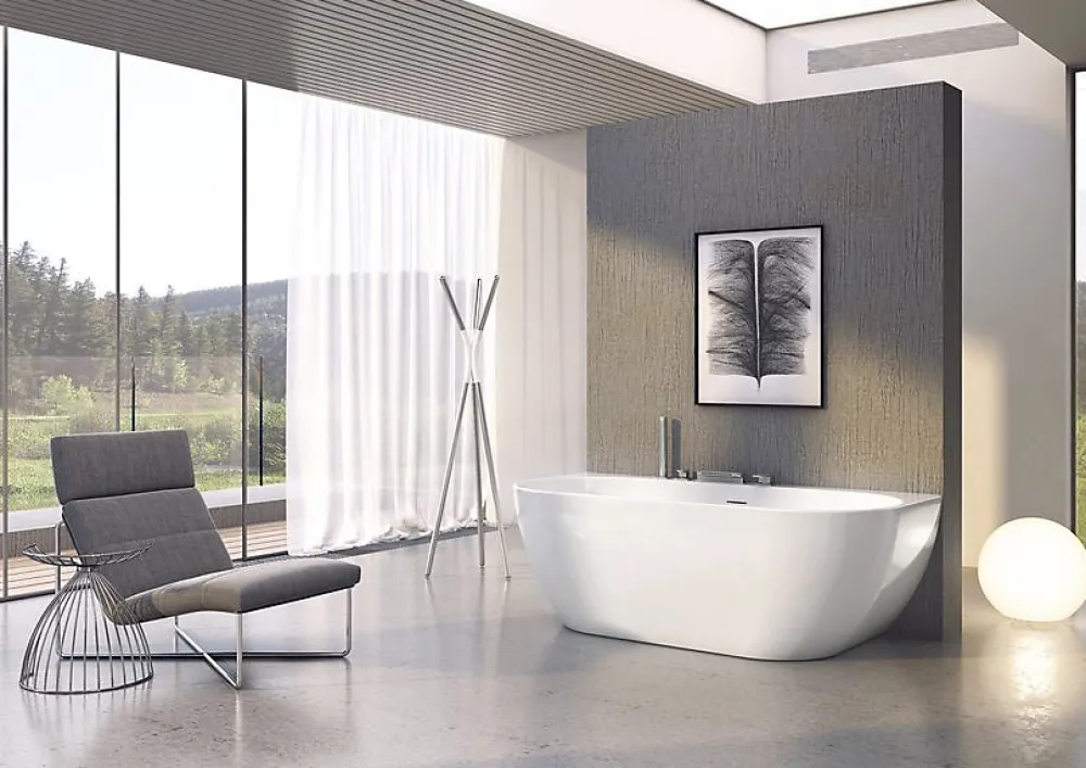 Ravak Freedom W 166 x 80 cm Baignoire semi-îlot en acrylique, sans pieds, blanc (XC00100024)