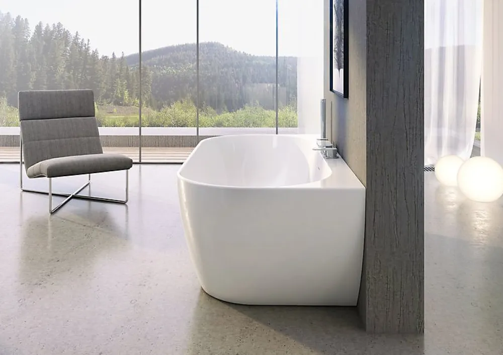 Ravak Freedom W 166 x 80 cm Baignoire semi-îlot en acrylique, sans pieds, blanc (XC00100024)