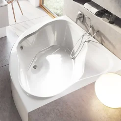 Baignoire D'Angle|Ravak Newday 150x150 cm Baignoire d'angle en acrylique, sans pieds, blanc (C661000000)