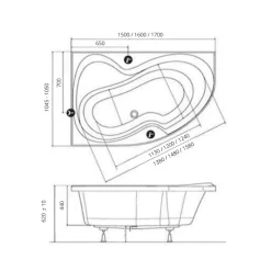 Baignoire D'Angle|Ravak Rosa II 160 x 105 cm Baignoire d'angle orientation gauche en acrylique, sans pieds, blanc (CM21000000)