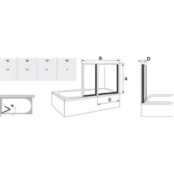 Ravak Supernova Pare-baignoire pliable, 2 parties, 140x105, Blanc (VS2105R0)