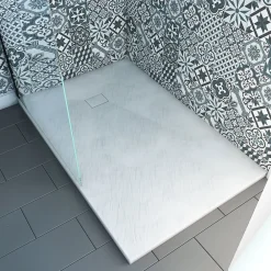 Receveur De Douche|Aurlane Receveur à poser en matériaux composite SMC - Finition ardoise blanc mat - 80x120 cm
