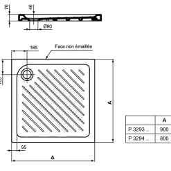 Receveur De Douche|Porcher Receveur à poser Ulysse céramique 80 x 80