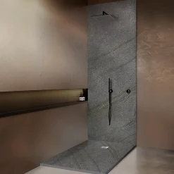 Receveur De Douche|U-tile Receveur 150 x 100 cm HD en pierre naturelle gris grille excentrée