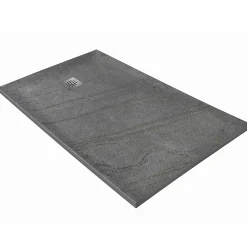 Receveur De Douche|U-tile Receveur 120 x 90 cm HD en pierre naturelle gris grille excentrée